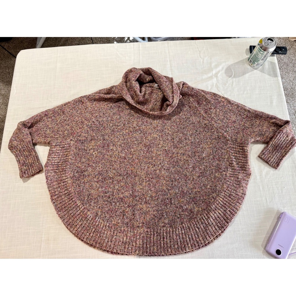 Leo & Nicole Women Pink Multi Space Dye Cowl Neck Oversized‎ Sweater SF56494P M